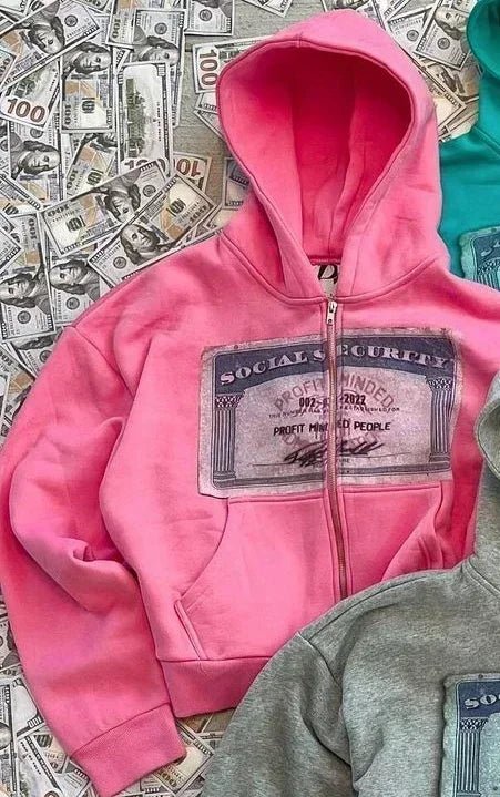 Dollar Bill Zip Up - SAGGIN DREAMS