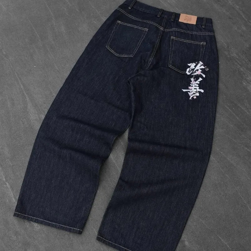 Harajuku Baggy Jeans – Y2K Streetwear Wide Leg Denim - SAGGIN DREAMS