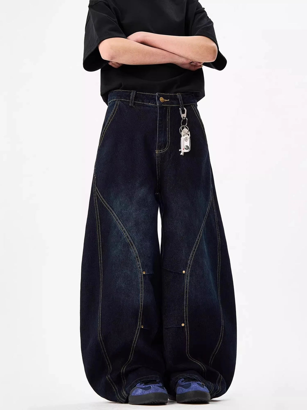 American Deep Blue Barrel Jeans – Vintage Streetwear Denim - SAGGIN DREAMS