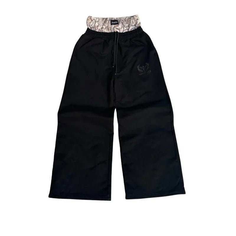 Y2K Retro Pants Harajuku Double Embroidered Waist Sweatpants - SAGGIN DREAMS