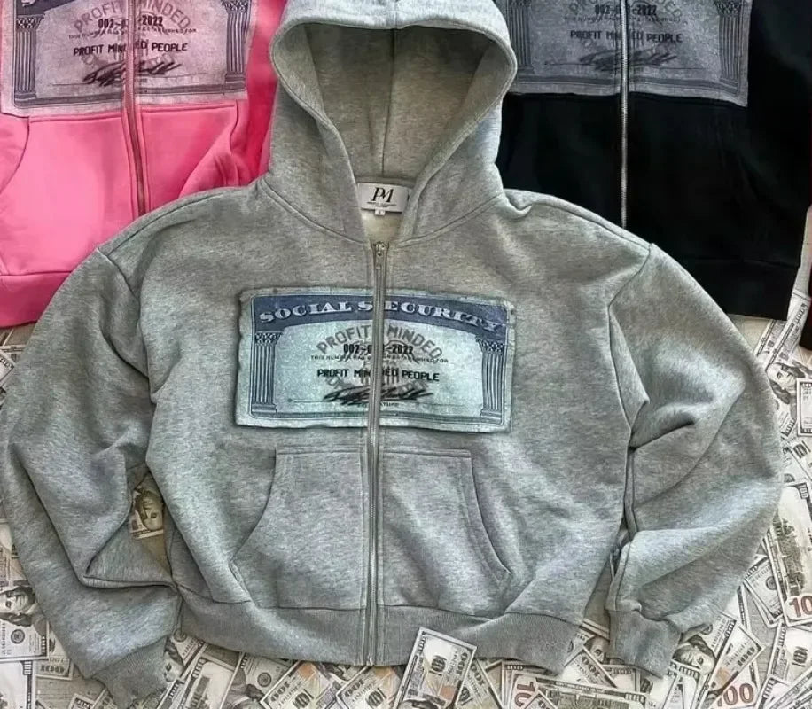 Dollar Bill Zip Up - SAGGIN DREAMS
