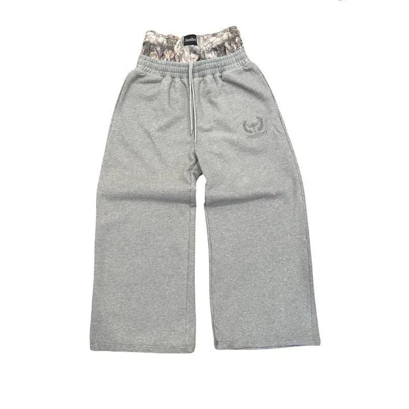Y2K Retro Pants Harajuku Double Embroidered Waist Sweatpants - SAGGIN DREAMS