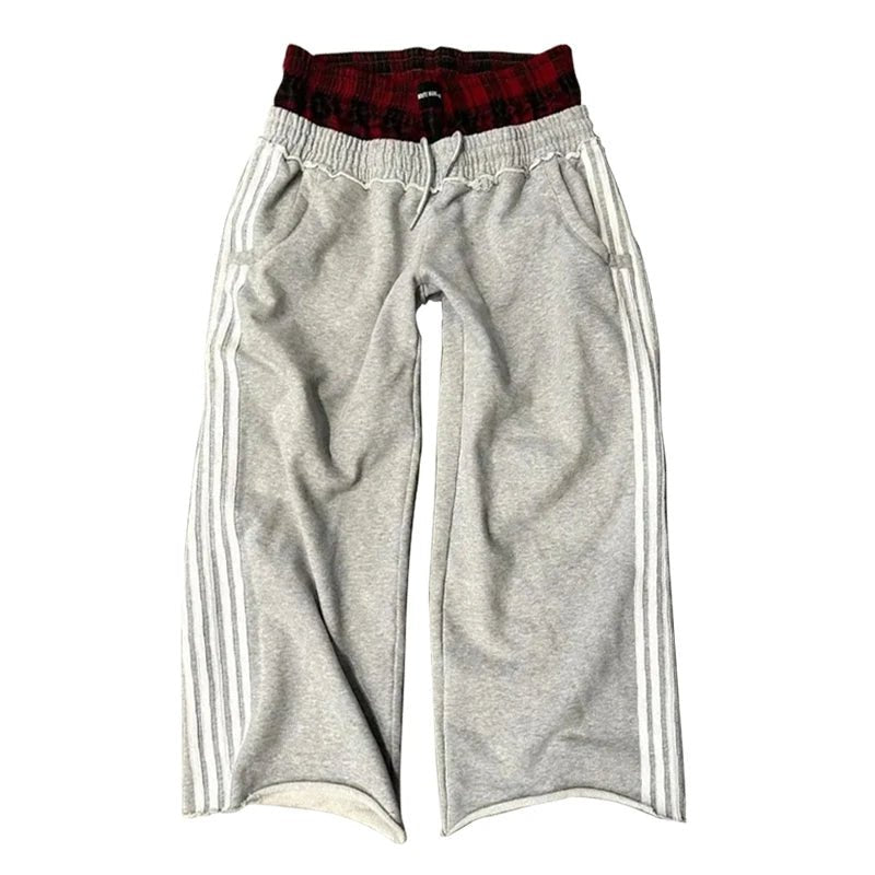 Y2K Retro Pants Harajuku Double Embroidered Waist Sweatpants - SAGGIN DREAMS