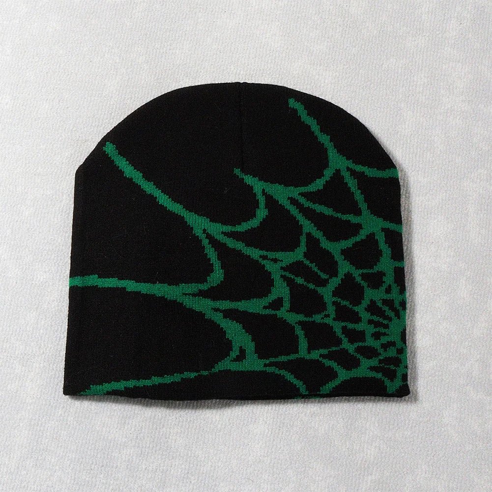 Y2K Knitted Spider Web Beanie – Grunge Streetwear Hat - SAGGIN DREAMS