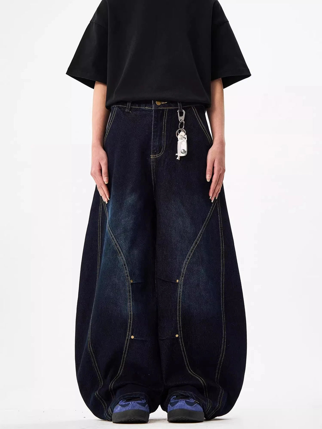 American Deep Blue Barrel Jeans – Vintage Streetwear Denim - SAGGIN DREAMS
