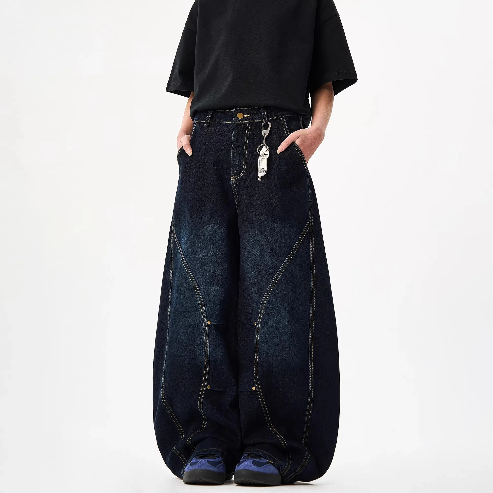 American Deep Blue Barrel Jeans – Vintage Streetwear Denim - SAGGIN DREAMS