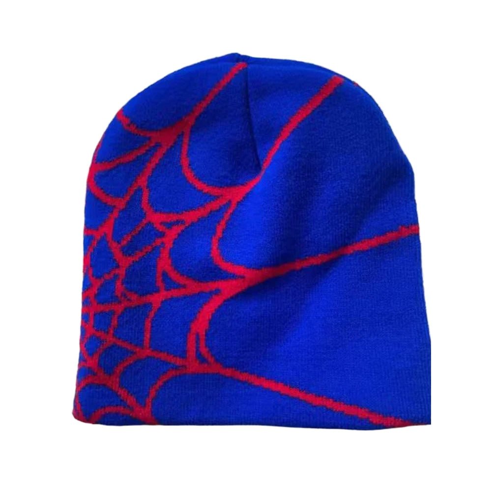 Y2K Knitted Spider Web Beanie – Grunge Streetwear Hat - SAGGIN DREAMS