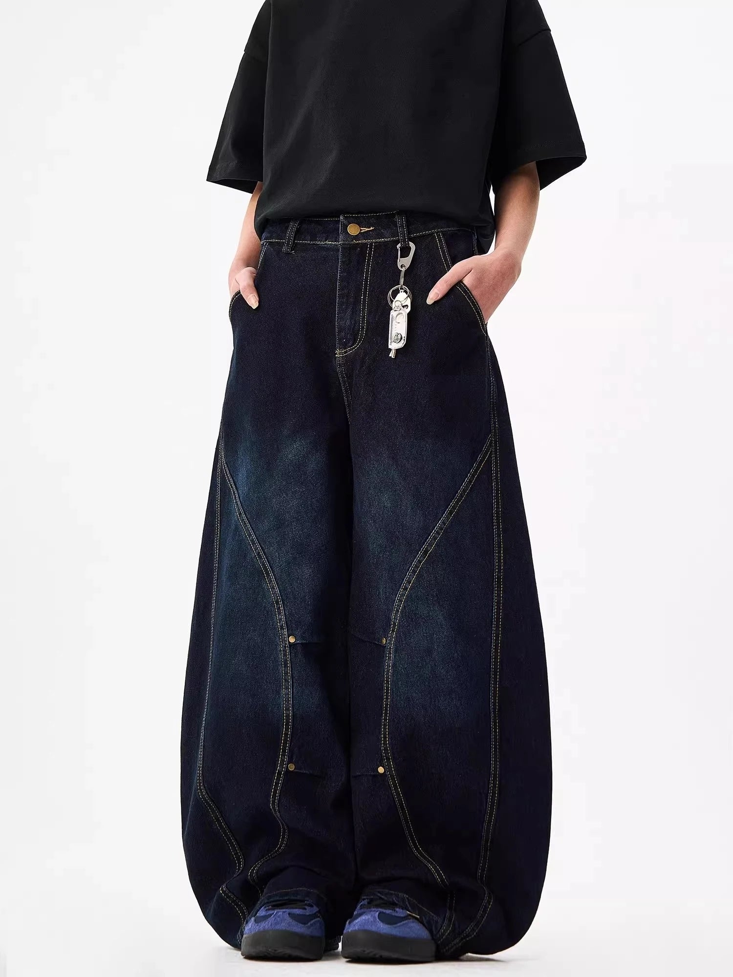 American Deep Blue Barrel Jeans – Vintage Streetwear Denim - SAGGIN DREAMS