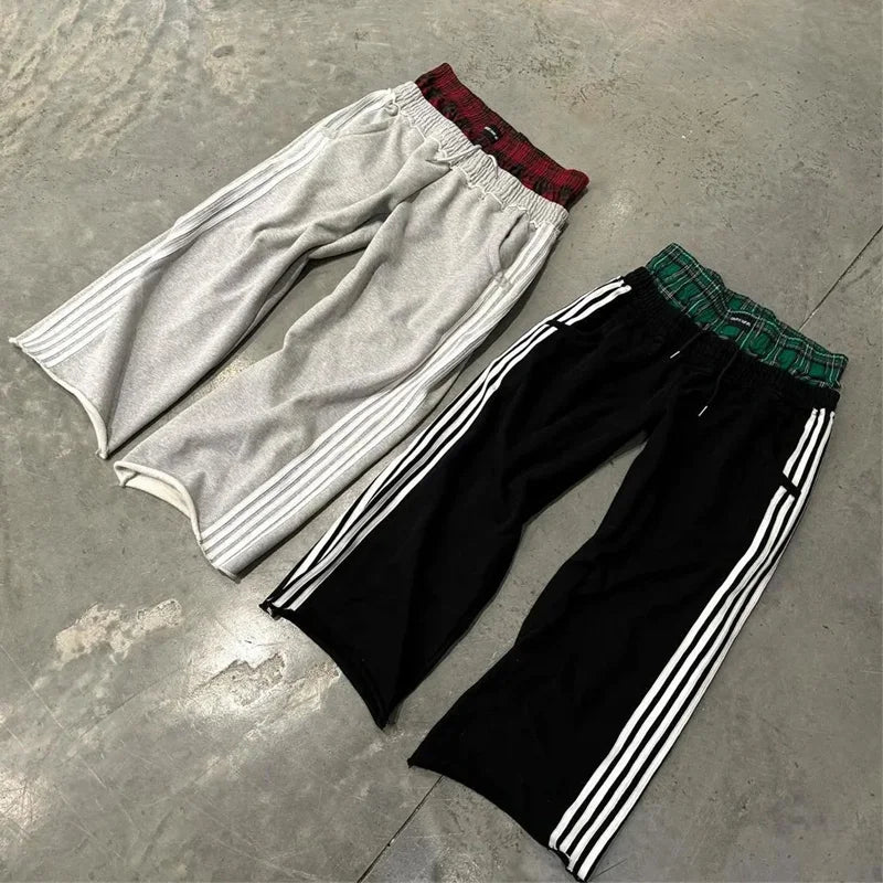 Y2K Retro Pants Harajuku Double Embroidered Waist Sweatpants - SAGGIN DREAMS