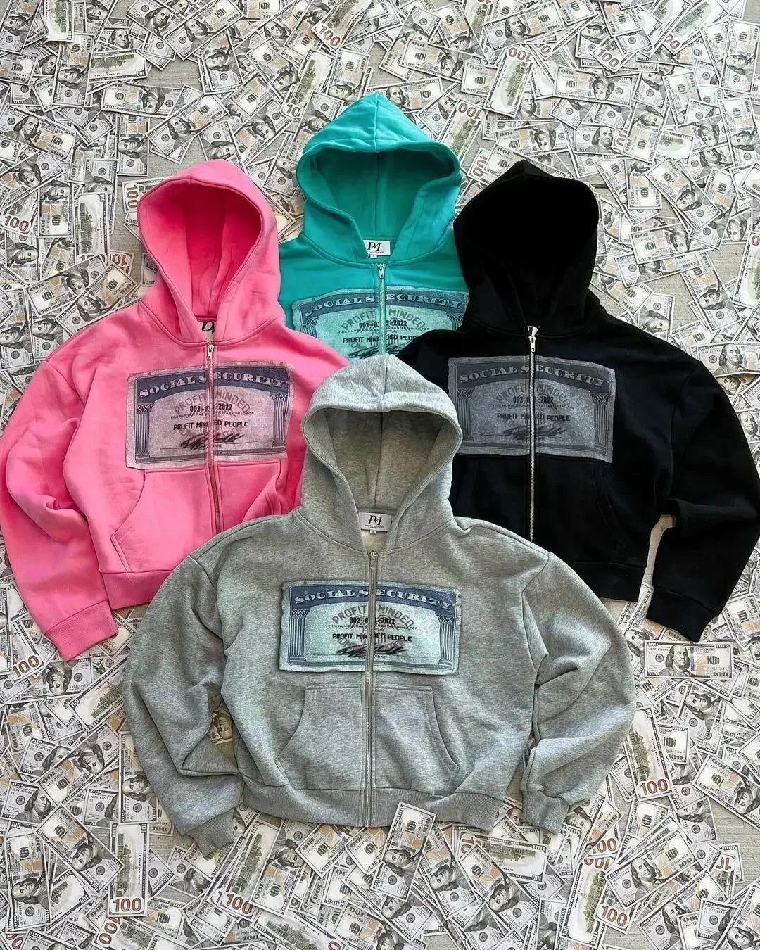 Dollar Bill Zip Up - SAGGIN DREAMS