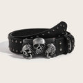 Skull Buckle Belt – Y2K Grunge Streetwear Accessory - SAGGIN DREAMS