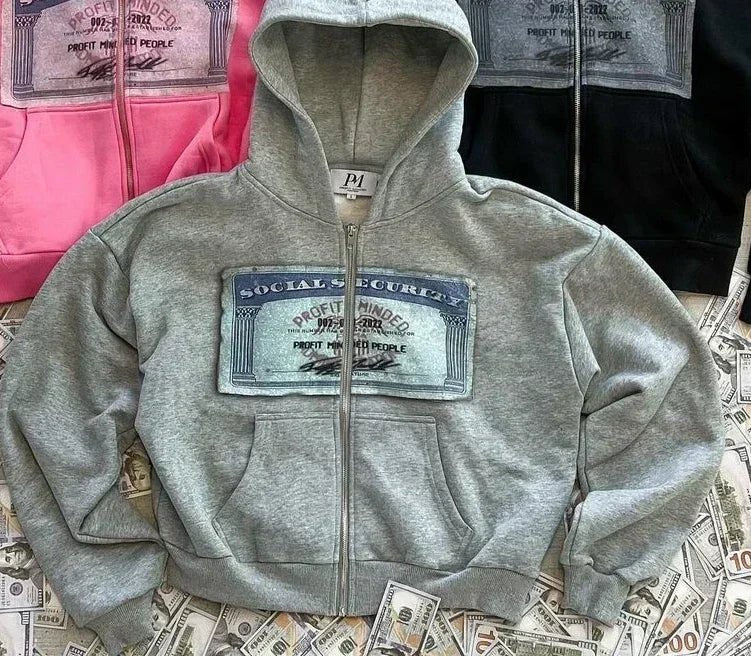 Dollar Bill Zip Up - SAGGIN DREAMS
