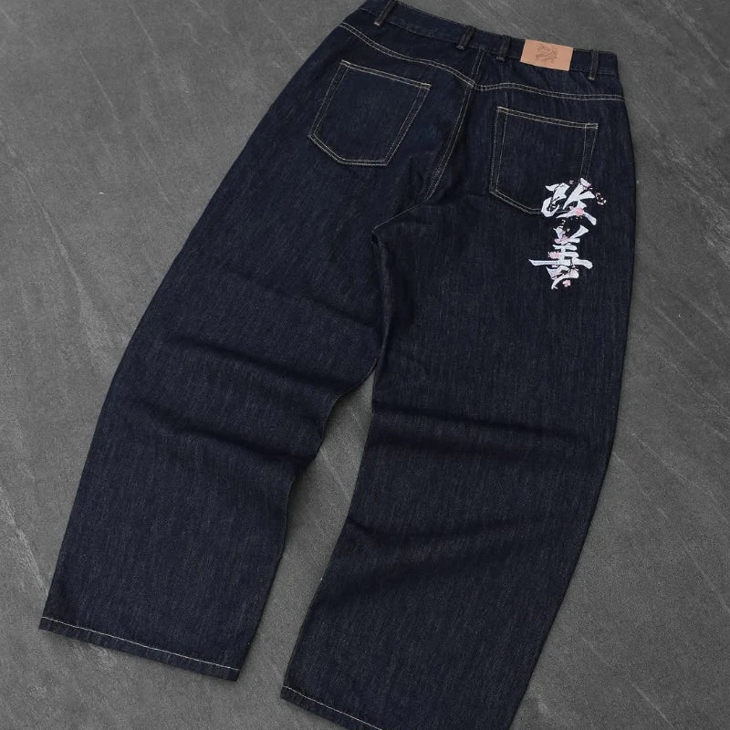Harajuku Baggy Jeans – Y2K Streetwear Wide Leg Denim - SAGGIN DREAMS
