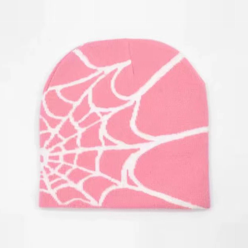 Y2K Knitted Spider Web Beanie – Grunge Streetwear Hat - SAGGIN DREAMS