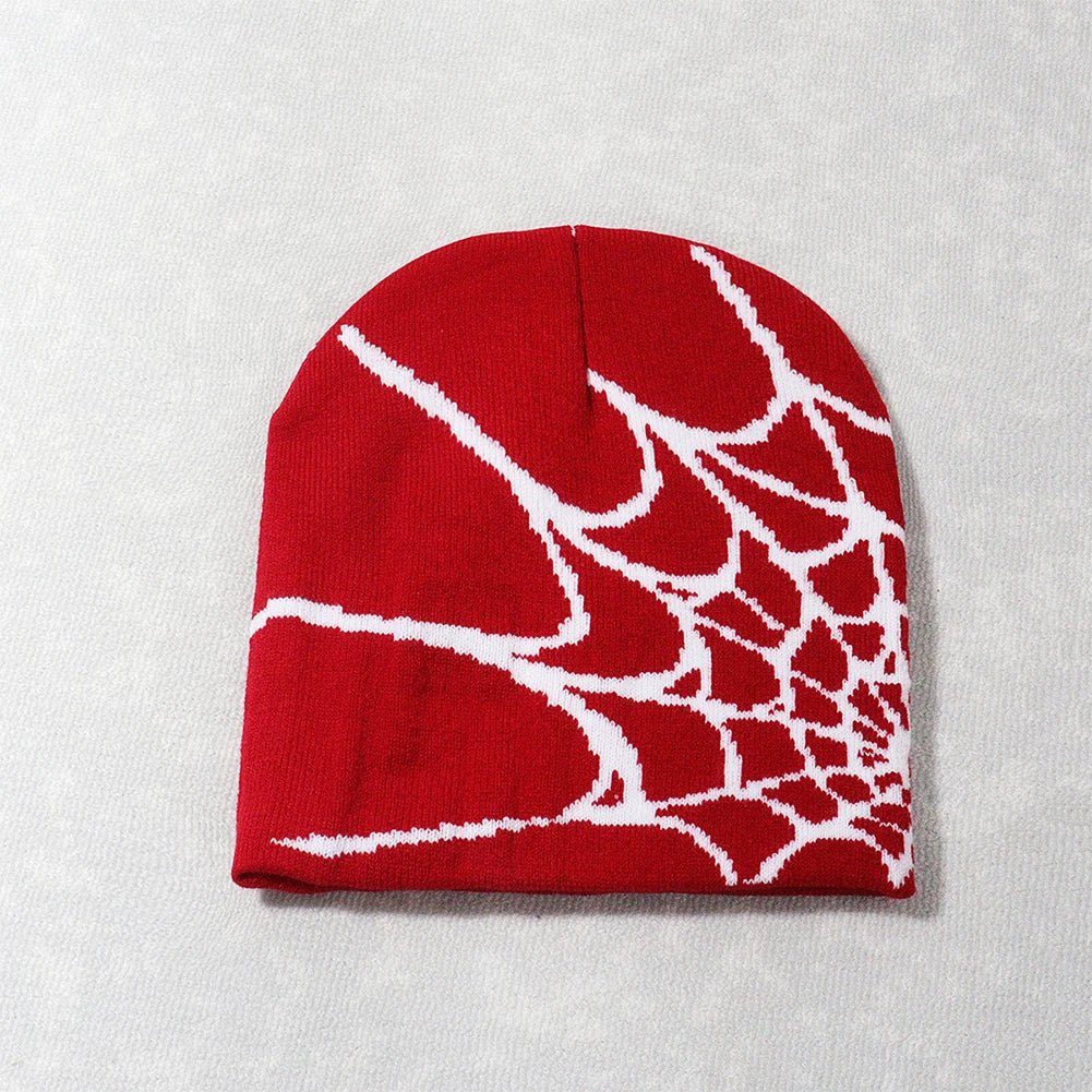 Y2K Knitted Spider Web Beanie – Grunge Streetwear Hat - SAGGIN DREAMS