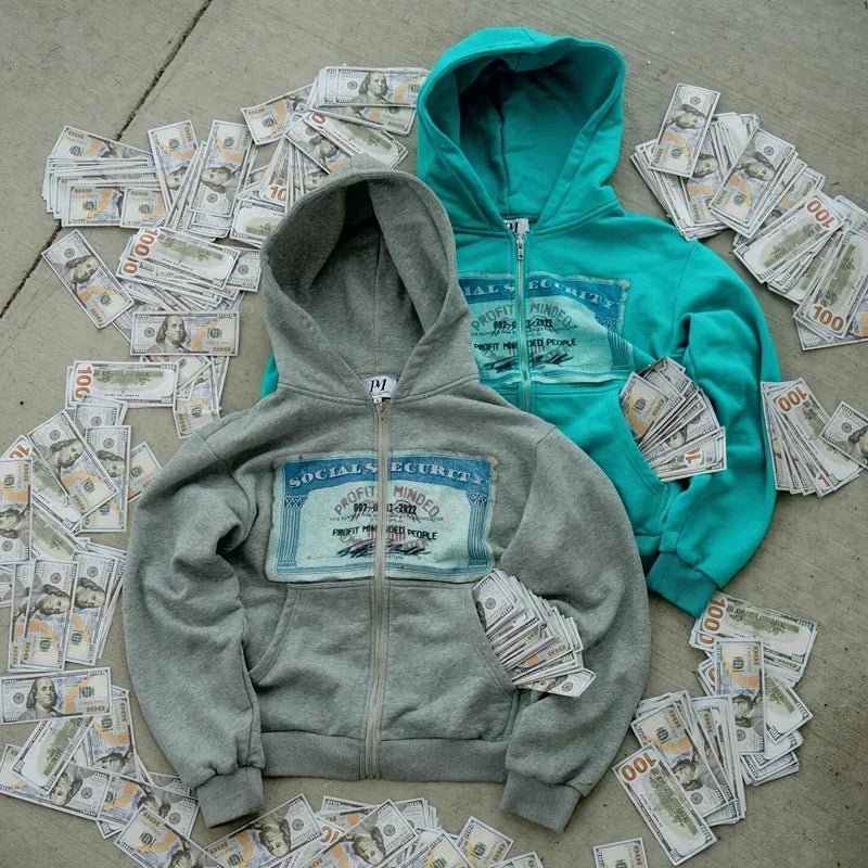 Dollar Bill Zip Up - SAGGIN DREAMS