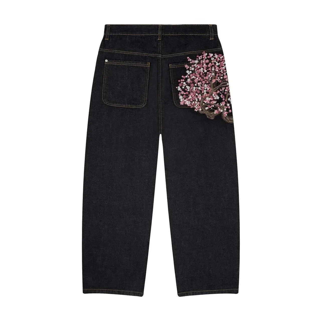 Cherry Blossom Denim Baggy Jeans – Floral Streetwear - SAGGIN DREAMS